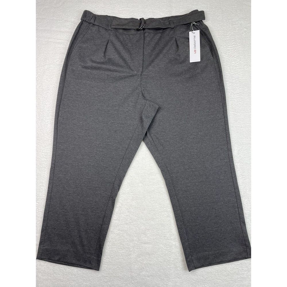 Liz Claiborne Pants Women 18 Petite Gray‎ Straight High Wide Leg Pleated